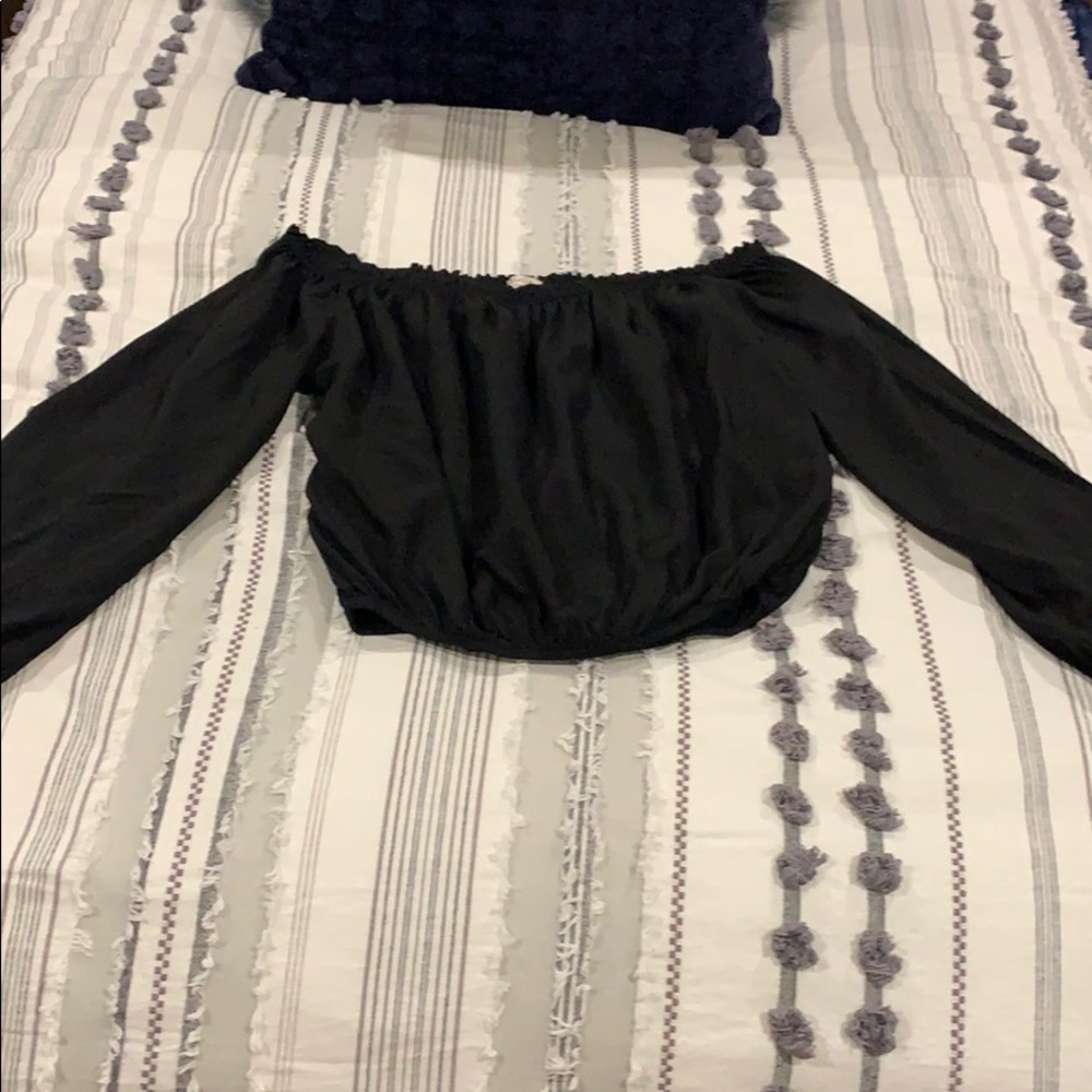 Black off the shoulder crop top